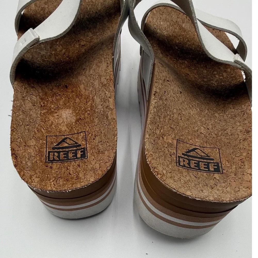 Reef Cushion‎ Vista Hi Platform Sandals White Cork Footbed Size 10